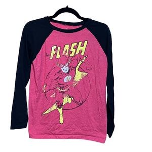 The Flash long sleeve t-shirt, size boys large, distressed look - see pic